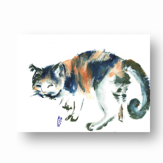 Quadro Pôster Gato pincelado japonês