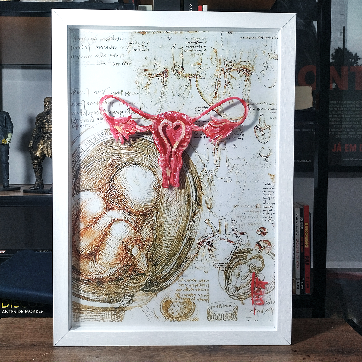 Quadro decorativo Anatomia: Pintura original-ginecologia  Útero coleção Da Vinci