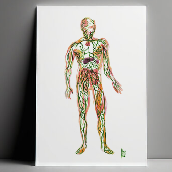 Cadre d'affiche d'anatomie du système lymphatique Fond blanc 