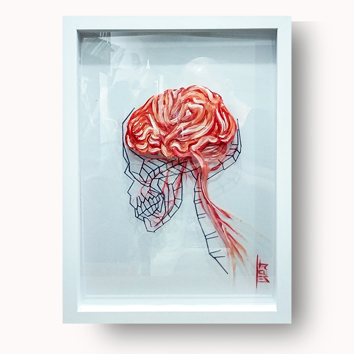 Quadro Anatomia: Pintura original Cérebro e nervos cranianos.