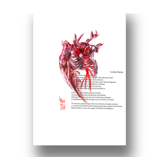 Quadro pôster anatomia coração com poema