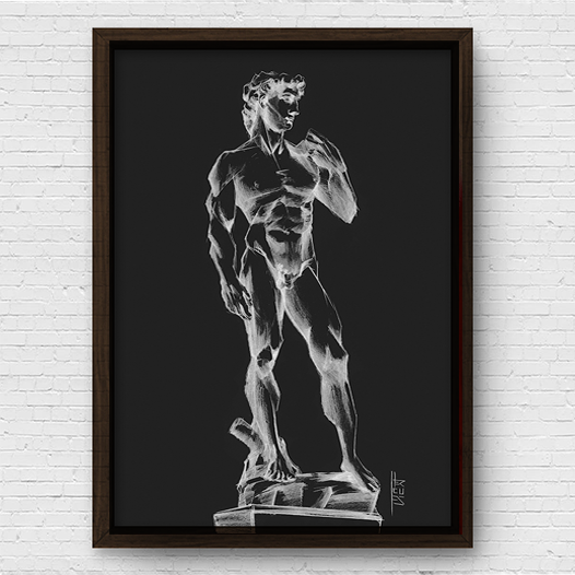 Quadro pôster anatomia David de Michelangelo P&B