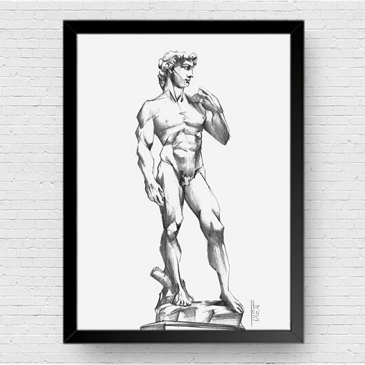 Quadro pôster anatomia: David de Michelangelo