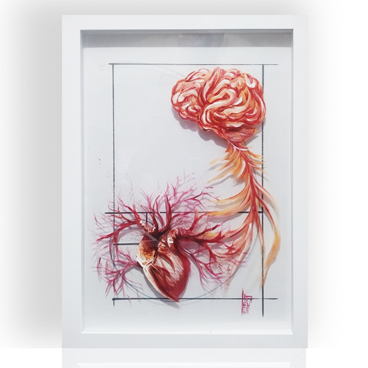 Quadro Anatomia: Pintura original  Emoção e Razão sequência de Fibonacci 2.0